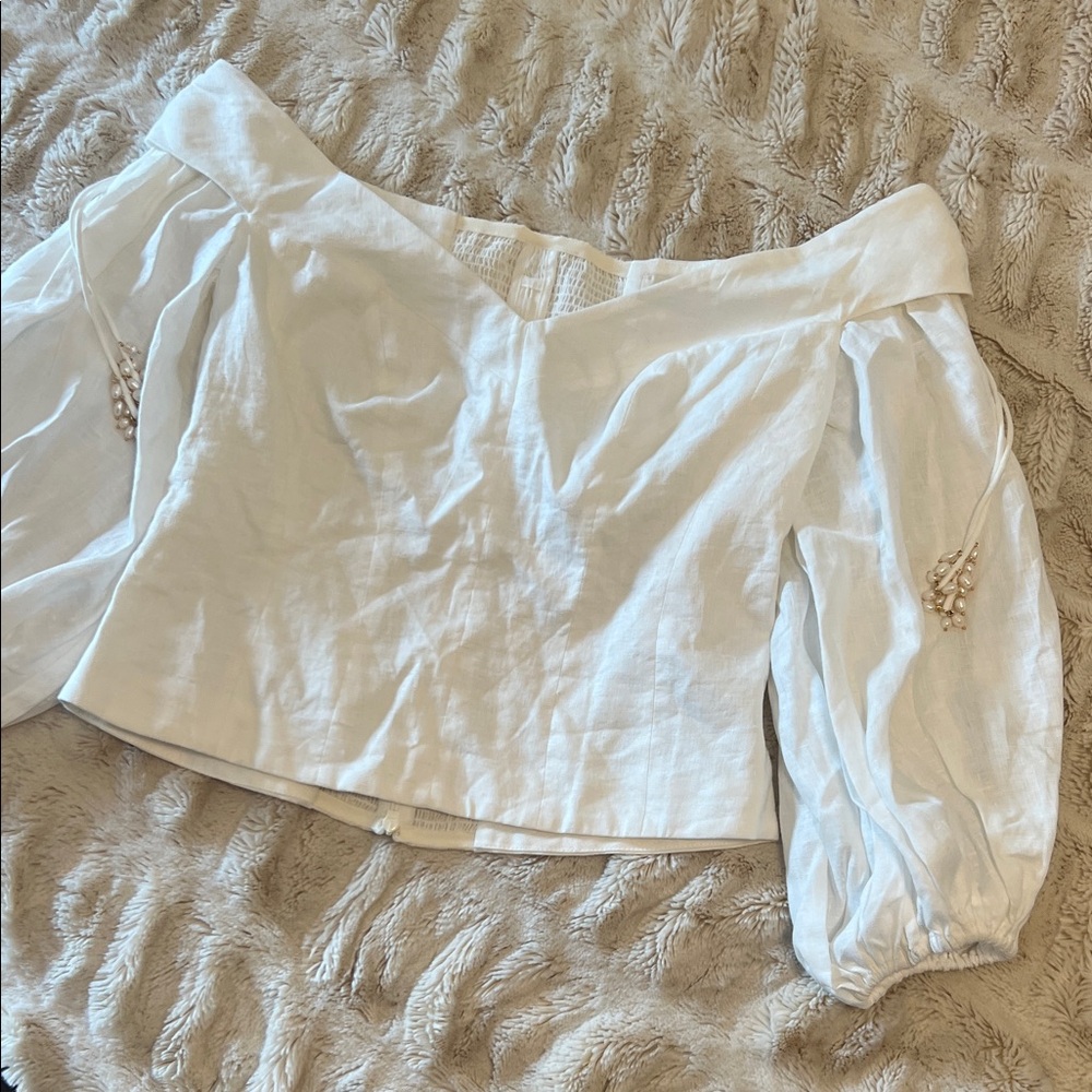 Zimmermann White Off-Shoulder Top